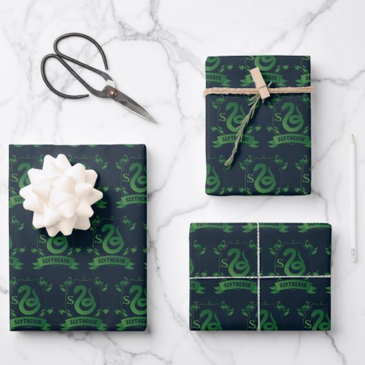 Verziert SLYTHERIN™-Wappen Geschenkpapier Set (Vorderseite)