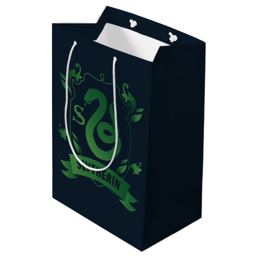 Verziert SLYTHERIN™-Wappen Mittlere Geschenktüte (Rückseite Schrägansicht)