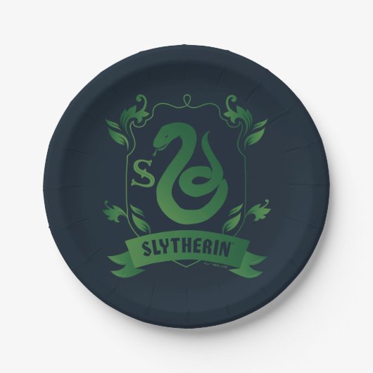 Verziert SLYTHERIN™-Wappen Pappteller (Vorderseite)
