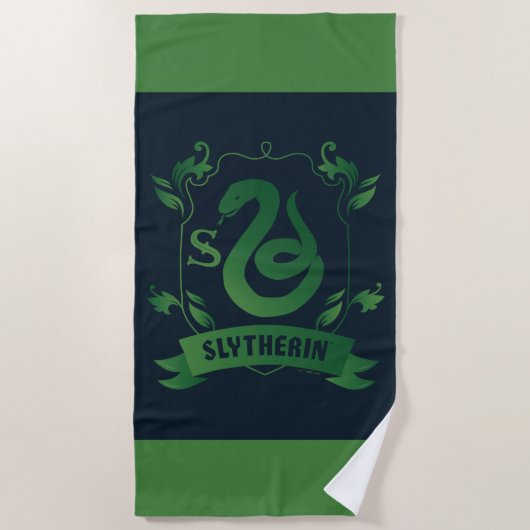 Verziert SLYTHERIN™-Wappen Strandtuch (Vorderseite)
