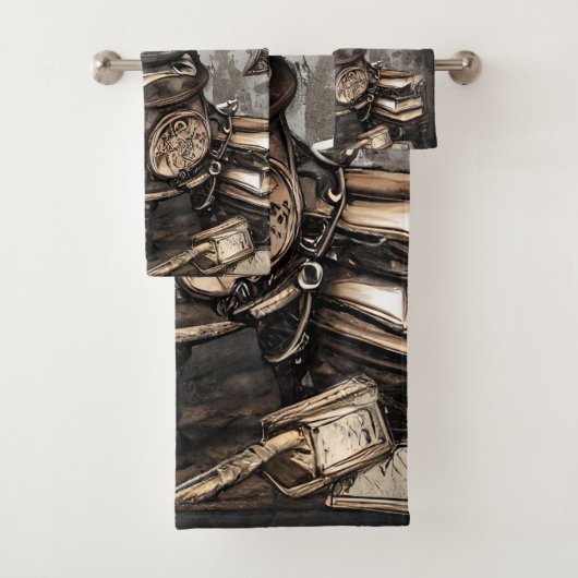 Verziert Steampunk Cauldron | Zauberbücher und Uhr Badhandtuch Set (Insitu)