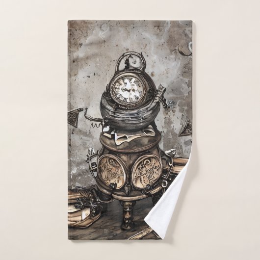 Verziert Steampunk Cauldron | Zauberbücher und Uhr Badhandtuch Set (Handtuch)
