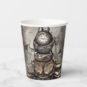 Verziert Steampunk Cauldron | Zauberbücher und Uhr Pappbecher (Rückseite)