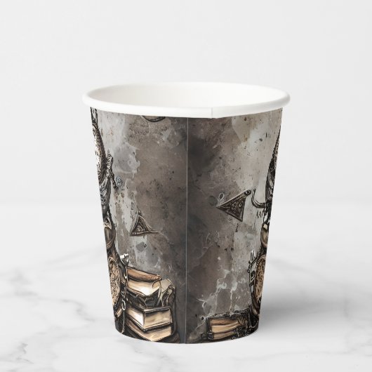 Verziert Steampunk Cauldron | Zauberbücher und Uhr Pappbecher (Rechts)