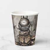 Verziert Steampunk Cauldron | Zauberbücher und Uhr Pappbecher (Vorderseite)