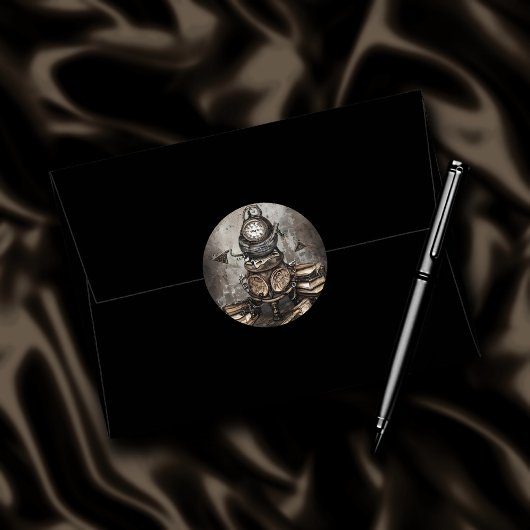 Verziert Steampunk Cauldron | Zauberbücher und Uhr Runder Aufkleber