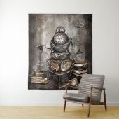 Verziert Steampunk Cauldron | Zauberbücher und Uhr Wandteppich (Beispiel)