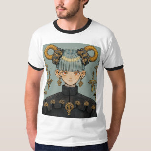 Verziert Steampunk Fantasy Anime Girl T-Shirt
