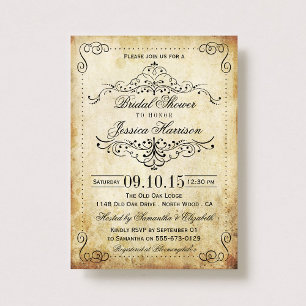 Verziert Swirl Vintag Bridal Dusche Einladungen