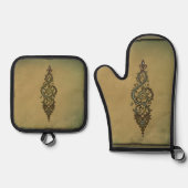 Verziert Treble Clef Ofenhandschuh & Topflappen-Set (Vorderseite)