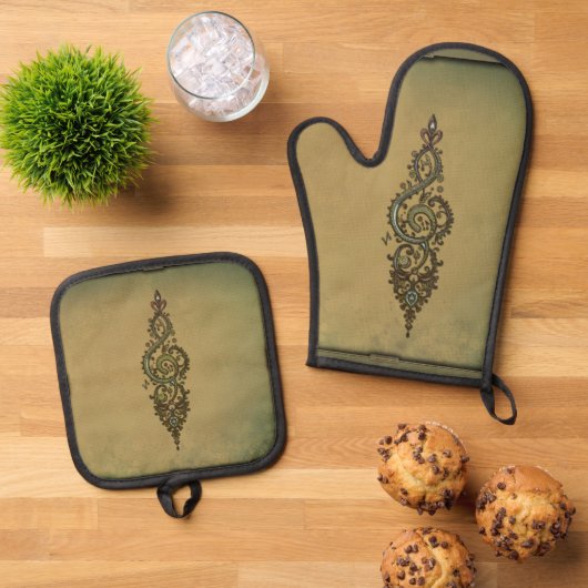 Verziert Treble Clef Ofenhandschuh & Topflappen-Set (Oben Unten)