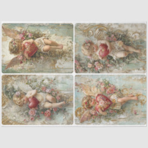 Verziert Valentine Cupids Seidenpapier