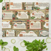 Verziert Vintage Weihnachtsgrüße Collage Geschirrtuch (Gefaltet)