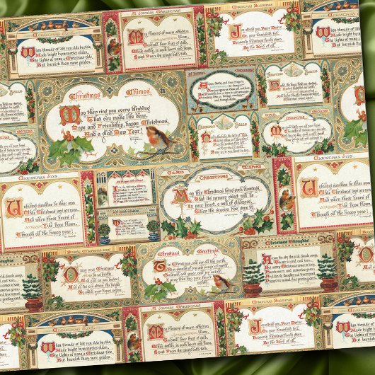 Verziert Vintage Weihnachtsgrüße Collage Seidenpapier