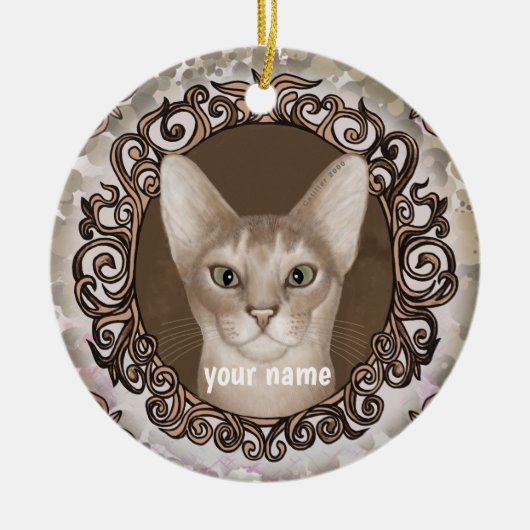 Verzierte Abessinienkatze Keramik Ornament (Vorne)
