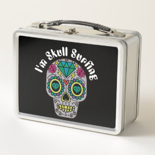 Verzierte abstrakte Totenkopf-Metall-Lunchbox Metall Brotdose