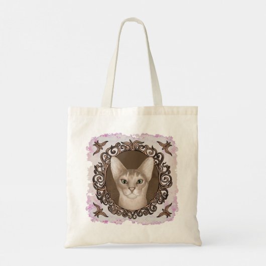 Verzierte Abyssinian Cat Tote Bag Tragetasche (Rückseite)