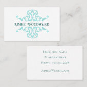 Verzierte Aqua Barock Frame Business Card Visitenkarte (Vorne/Hinten)