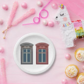 Verzierte Architektur des Europäischen Fensters Pappteller (Party)