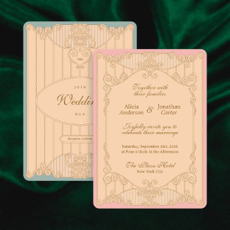Verzierte Art Nouveau Hochzeitseinladung Einladung