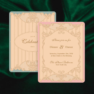 Verzierte Art Nouveau-Hochzeitsempfangs-Einladung Einladung