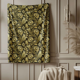 Verzierte Barockblanke in Gold und Schwarz-Design Fleecedecke