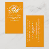 Verzierte barocke luxuriöse Art Monogramm-Orange Visitenkarte (Vorne/Hinten)