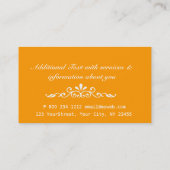 Verzierte barocke luxuriöse Art   Monogramm-Orange Visitenkarte (Rückseite)