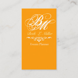 Verzierte barocke luxuriöse Art Monogramm-Orange Visitenkarte
