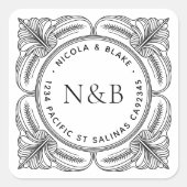 Verzierte barocke Rücksendeadressen-Aufkleber - ku Quadratischer Aufkleber (Vorderseite)