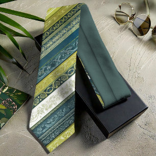 Verzierte Barockstreifen Grüne ID1095 Krawatte