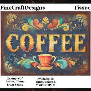 Verzierte bedrängte Kaffee-Typografie FA1 Découpag Seidenpapier