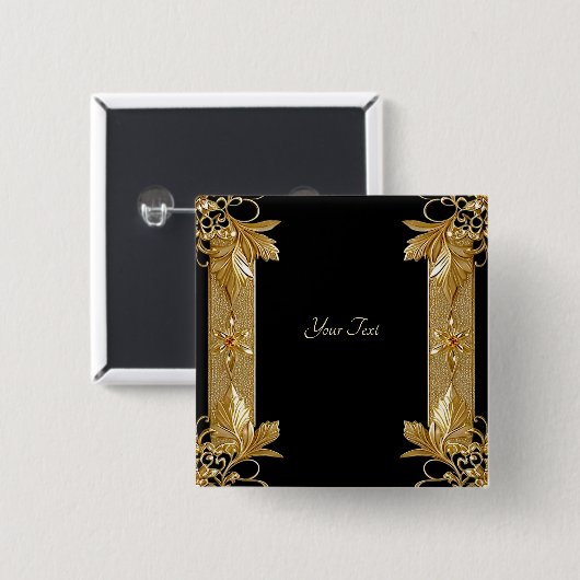 Verzierte Bläschenschaltfläche in Gold Button (Vorne & Hinten)