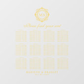 Verzierte Bläsermonogramm-Hochzeitstabelle Fensteraufkleber (Blatt)