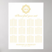 Verzierte Bläsermonogramm-Hochzeitstabelle Poster (Vorne)