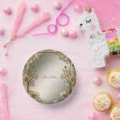 Verzierte Blatt-Bowle aus Gold Pappteller (Party)