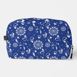 VERZIERTE BLAU- UND WEISSE BLUME UND BLÄTTER WASCHBEUTEL