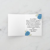 Verzierte blaue Blumen und grüne Blätter Muttertag Karte (Innenseite)