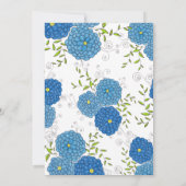 Verzierte blaue Blumen und grünes Blätter Brautpar Einladung (Rückseite)