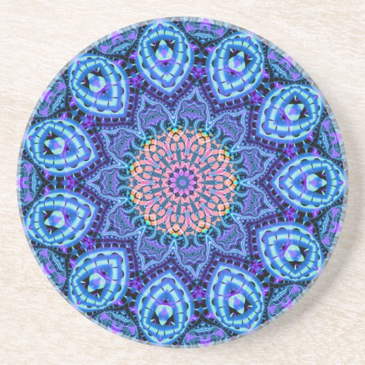 Verzierte blaue getränkeuntersetzer (Vorne)