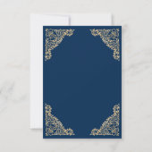 Verzierte blaue und goldene islamische Hochzeit RSVP Karte (Rückseite)