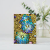 Verzierte Blautönen Postkarte (Stehend Vorderseite)