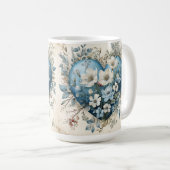 VERZIERTE BLUE CREAM GOLD BLLORAL HEARS KAFFEETASSE (VorderseiteRechts)