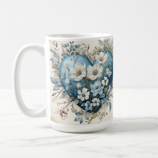 VERZIERTE BLUE CREAM GOLD BLLORAL HEARS KAFFEETASSE (Links)