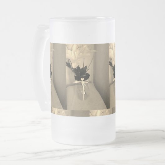 Verzierte Blume Abstrakt Mattglas Bierglas (Vorderseite Links)