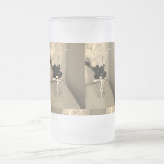 Verzierte Blume Abstrakt Mattglas Bierglas (Mittel)