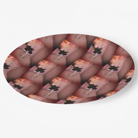 Verzierte Blume Abstrakt Pappteller (Schrägansicht)