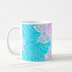 Verzierte Blume in Blau und Rosa nahtlos patentier Kaffeetasse
