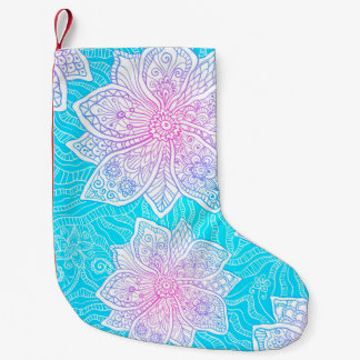Verzierte Blume in Blau und Rosa nahtlos patentier Kleiner Weihnachtsstrumpf