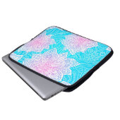 Verzierte Blume in Blau und Rosa nahtlos patentier Laptopschutzhülle (Vorne Knopf)